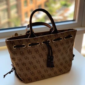 Dooney & Bourke Brown/ Tan Signature Logo Tote